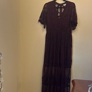 Altar'd‎ State Sheer Burgundy Maxi Dress